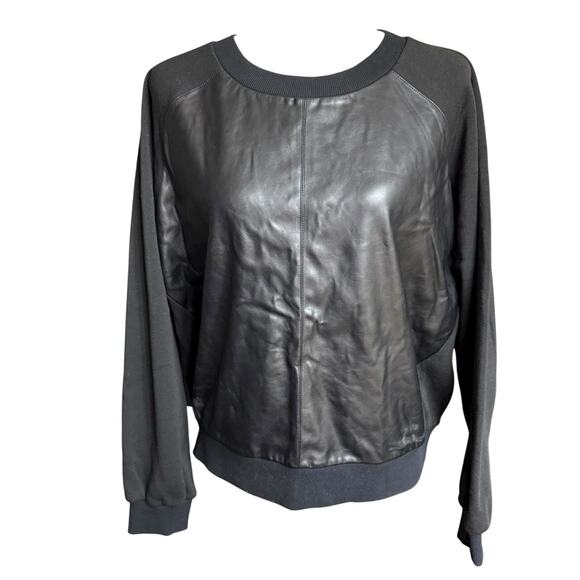 Evereve Tops - Evereve Faux Leather Women's Sweatshirt Black Large Gothic Metal Witchy Goth